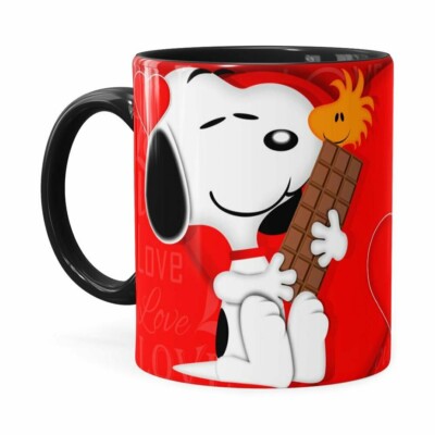Caneca Chocolate Snoopy Love Preta