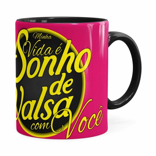 Caneca Chocolate Sonho De Valsa Com Você Preta
