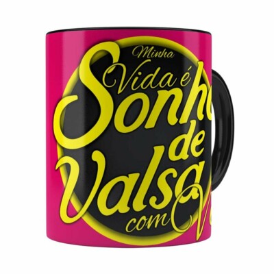 Caneca Chocolate Sonho De Valsa Com Você Preta