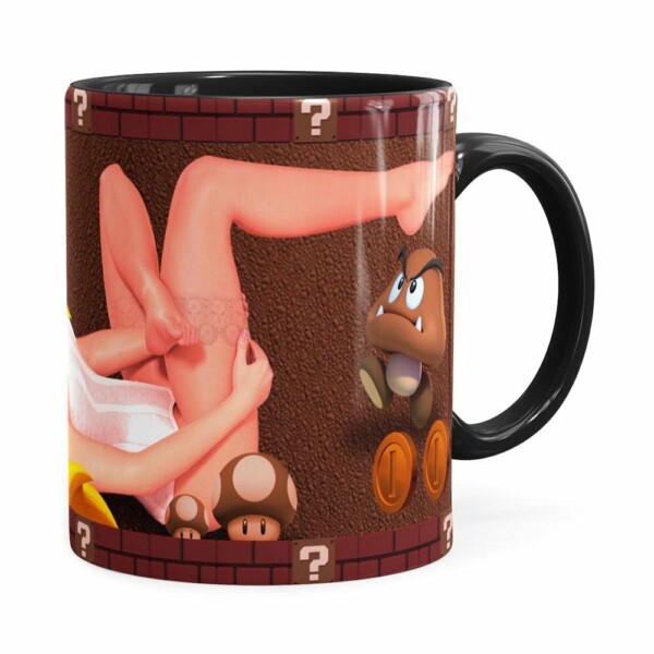 Caneca Chocolate Super Mário Bros Sexy Peach Preta