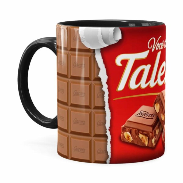 Caneca Chocolate Talento Barra Mensagem V01 Preta