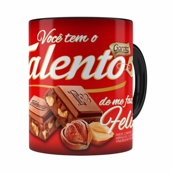 Caneca Chocolate Talento Barra Mensagem V01 Preta