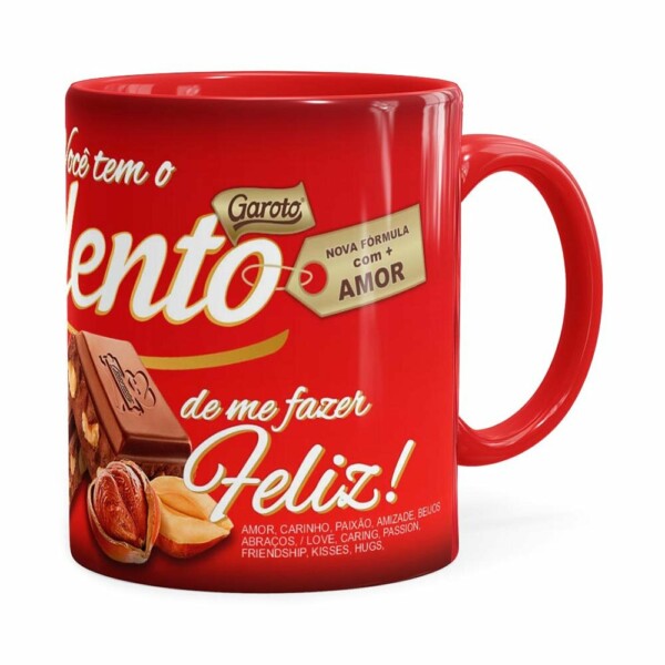 Caneca Chocolate Talento Barra Mensagem V01 Vermelha