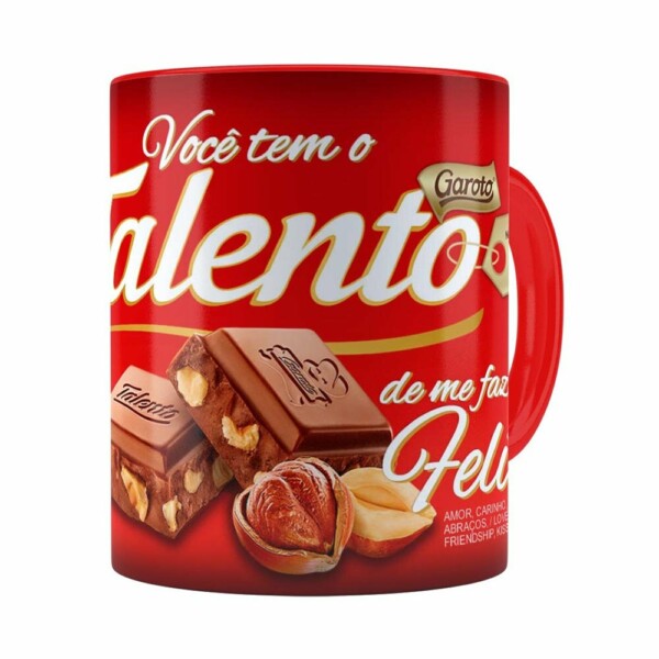 Caneca Chocolate Talento Barra Mensagem V01 Vermelha