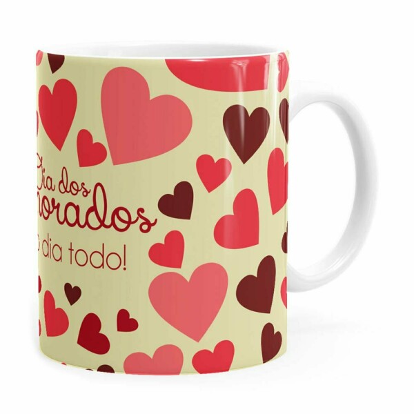 Caneca Dia Dos Namorados Amor O Dia Todo Branca