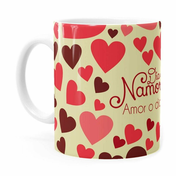 Caneca Dia Dos Namorados Amor O Dia Todo Branca