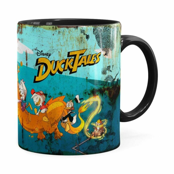 Caneca Ducktales Gibi Retrô Preta