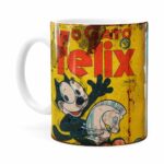 Caneca Gato Felix Retrô Branca