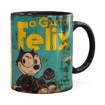 Caneca Gato Felix Retrô Preta