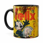 Caneca Gato Felix Retrô Preta