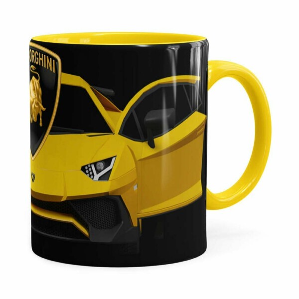 Caneca Lamborguini 3d Print Carros Amarela