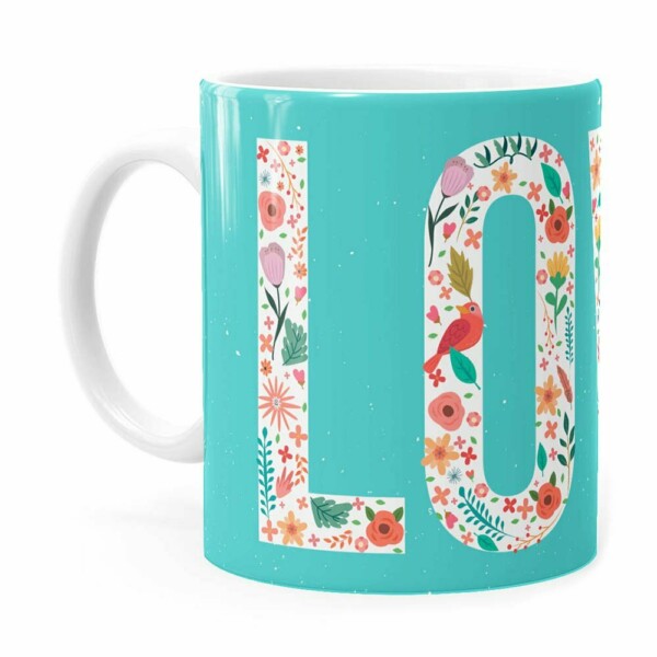 Caneca Love Floral Branca
