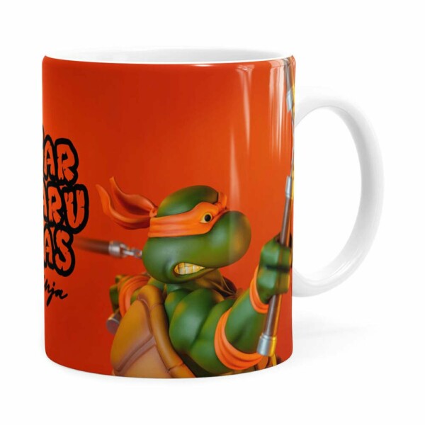 Caneca Michelangelo 3d Print Tartarugas Ninja Branca