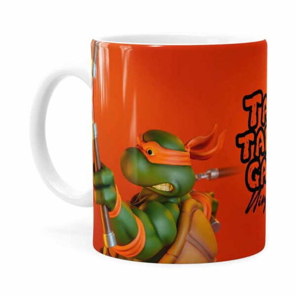 Caneca Michelangelo 3d Print Tartarugas Ninja Branca