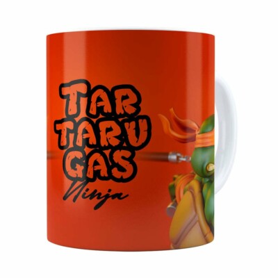 Caneca Michelangelo 3d Print Tartarugas Ninja Branca