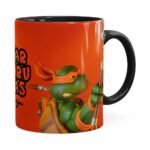 Caneca Michelangelo 3d Print Tartarugas Ninja Preta
