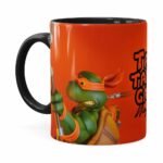 Caneca Michelangelo 3d Print Tartarugas Ninja Preta