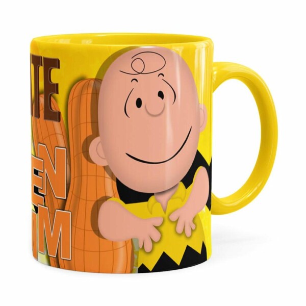 Caneca Peanuts Chocolate Com Amendoim Charlie Amarela