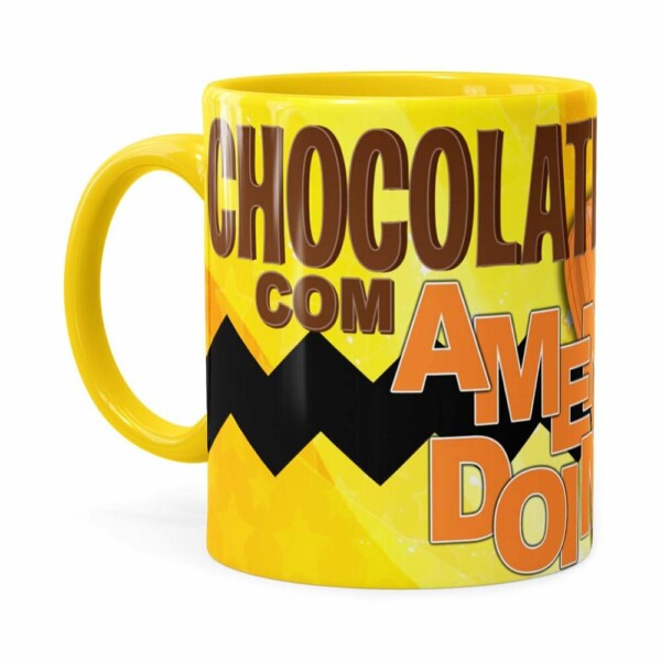 Caneca Peanuts Chocolate Com Amendoim Charlie Amarela