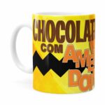 Caneca Peanuts Chocolate Com Amendoim Charlie Branca