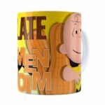 Caneca Peanuts Chocolate Com Amendoim Charlie Branca