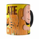 Caneca Peanuts Chocolate Com Amendoim Charlie Preta