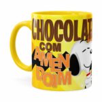 Caneca Peanuts Chocolate Com Amendoim Snoopy Amarela