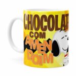 Caneca Peanuts Chocolate Com Amendoim Snoopy Branca