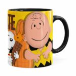 Caneca Peanuts Chocolate Com Amendoim Snoopy Branca