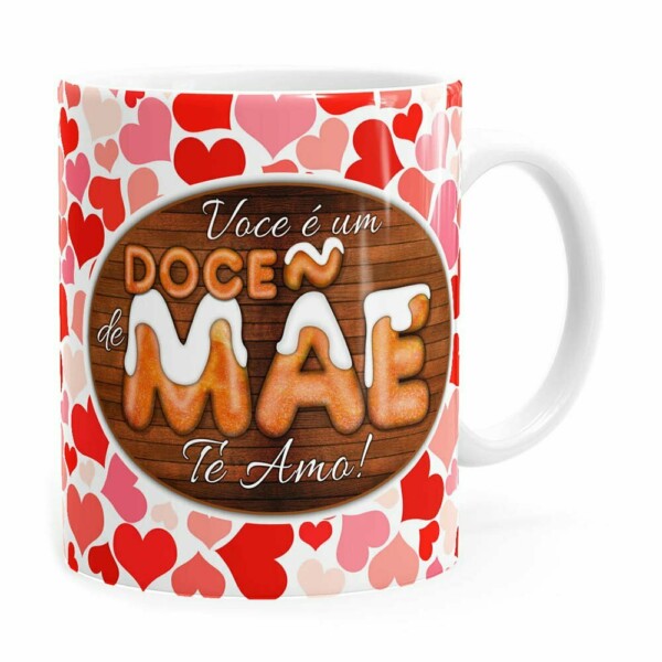 Caneca Personalizada Doce De Mãe Com Nome Branca