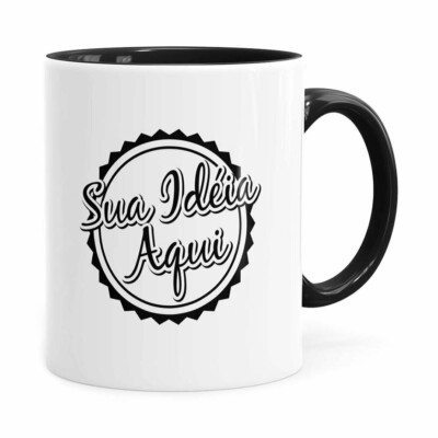 Caneca Personalizada Empresa V01 Alça E Interno Preta