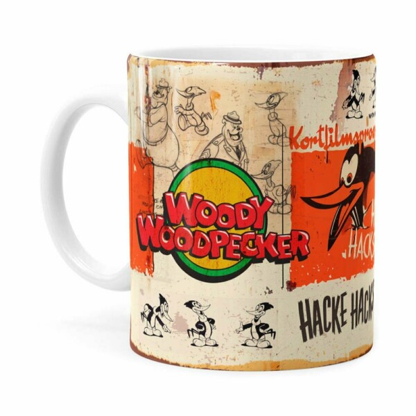 Caneca Pica-pau Retrô Branca