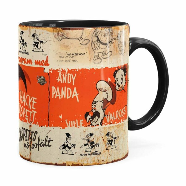 Caneca Pica-pau Retrô Preta
