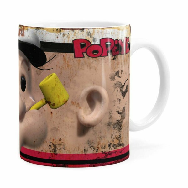 Caneca Popeye O Marinheiro 3d Print Retrô Branca