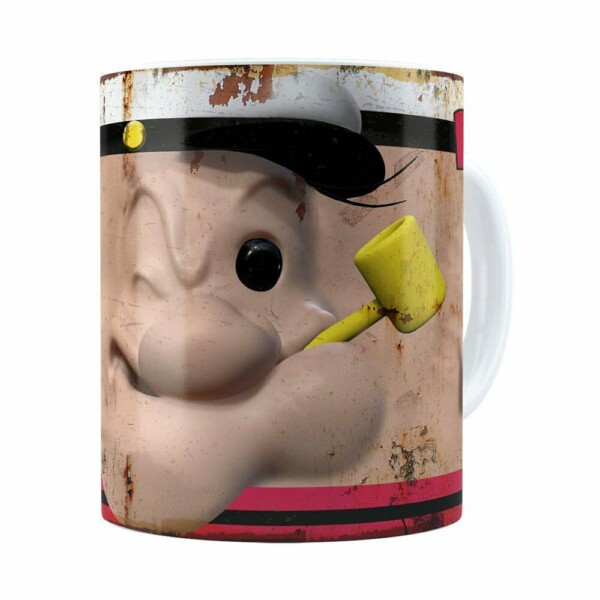 Caneca Popeye O Marinheiro 3d Print Retrô Branca