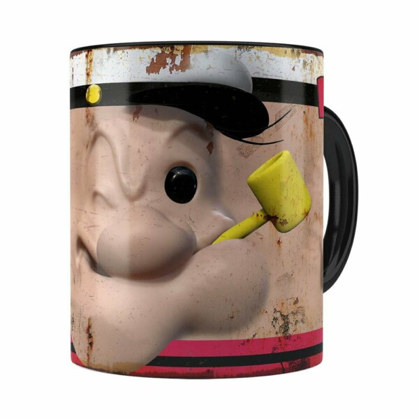 Caneca Popeye O Marinheiro 3d Print Retrô Preta