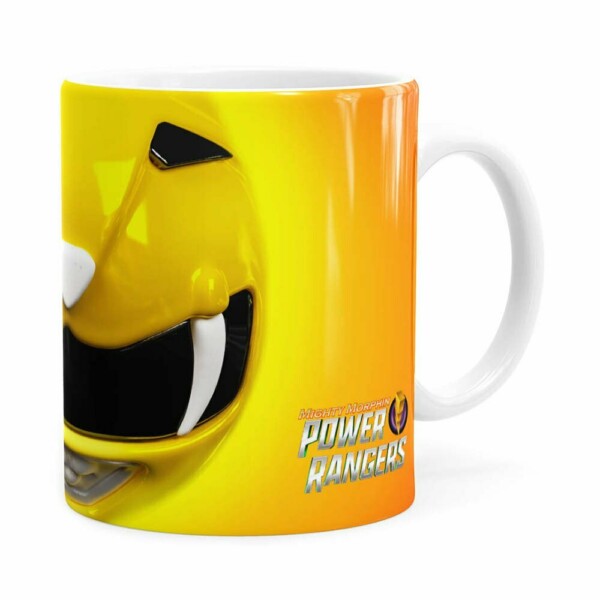 Caneca Ranger Amarelo 3d Print Power Rangers Branca