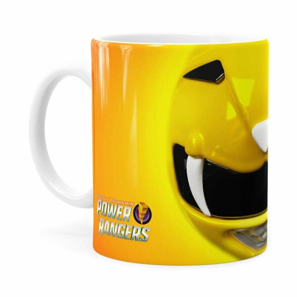 Caneca Ranger Amarelo 3d Print Power Rangers Branca