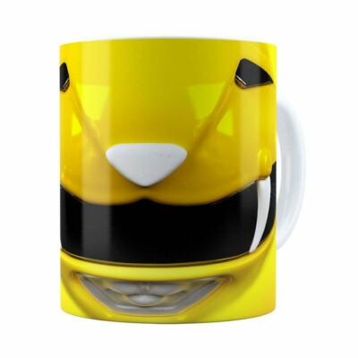 Caneca Ranger Amarelo 3d Print Power Rangers Branca