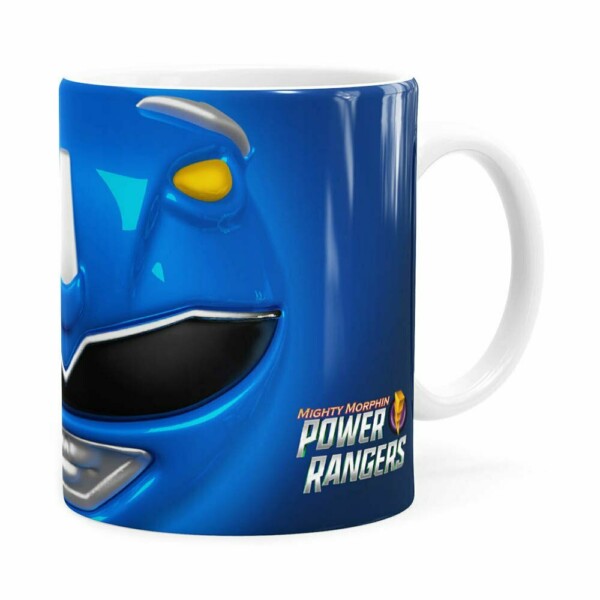Caneca Ranger Azul 3d Print Power Rangers Branca