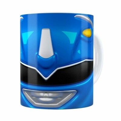 Caneca Ranger Azul 3d Print Power Rangers Branca