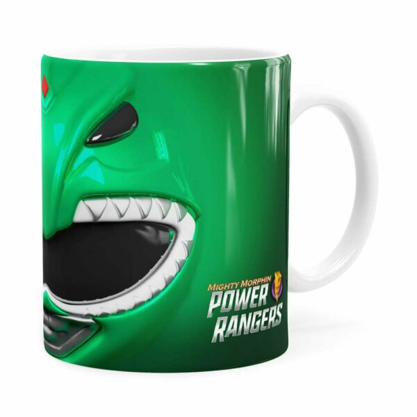 Caneca Ranger Verde 3d Print Power Rangers Branca