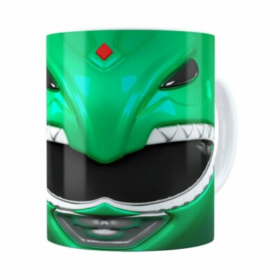 Caneca Ranger Verde 3d Print Power Rangers Branca