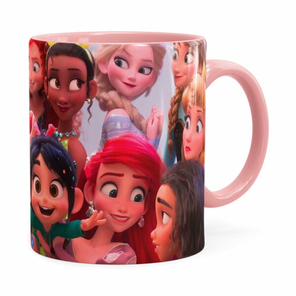 Caneca Selfie Das Princesas Disney Rosa