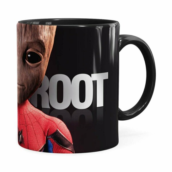 Caneca Spider Groot 3d Print Preta