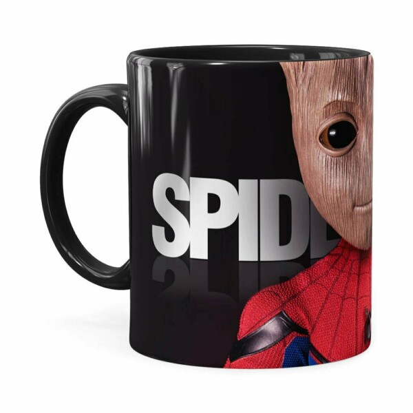 Caneca Spider Groot 3d Print Preta