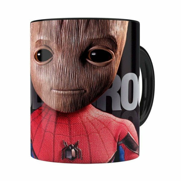 Caneca Spider Groot 3d Print Preta
