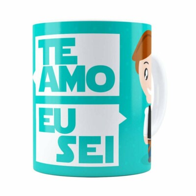 Caneca Namorados Princesa Leia e Han Solo Branca
