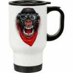 Caneca Térmica A Aventura Do Macaco Mau 500ml Branca