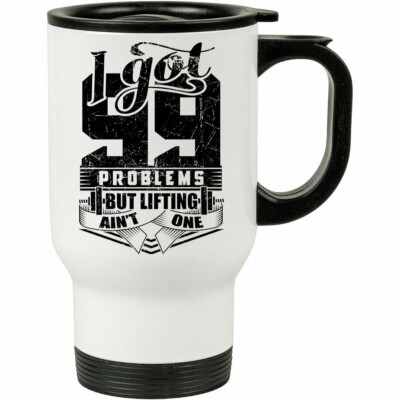 Caneca Térmica Academia Eu Tenho 99 Problemas 500ml Branca